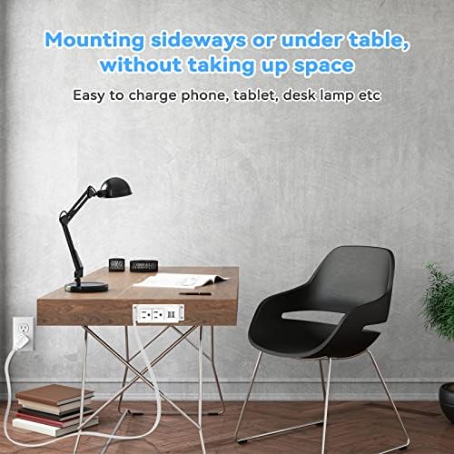 Kungfuking Wall-Mountable Power Strip with USB Ports – 6.56 FT Surge Protector Extension Cord Featuring 2 AC Outlets and Flat Plug Design for Enhanced Charging Flexibility and Device Safety