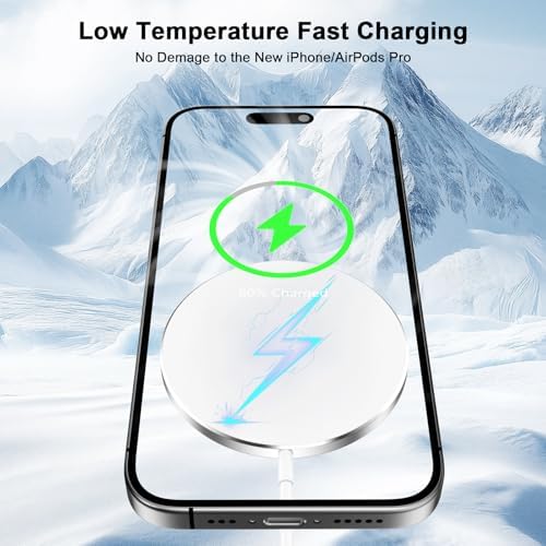 Magnetic Wireless Charger Duo for i Phone 16/15/14 – 6 FT Long 15 W Fast Charging Pad with 20 W USB-C Power Adapter – Universal Compatibility for i Phone 16 Series & Air Pods – Enhanced Safety Features for Swift, Secure Charging at Home or On-the-Go