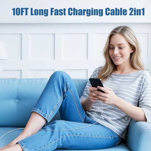 Premium 10 ft USB C to C Fast Charging Cable – 60 W High-Speed Charger for Apple i Phone 16 Pro Max, Mac Book Pro, i Pad & Samsung Galaxy – Durable, Flexible, and Stylish Green Design for Enhanced Device Compatibility and Rapid Power Delivery