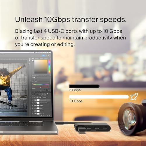 Elevate Your Connectivity with the Belkin 4-Port USB-C Hub – 100 W Power Delivery & Lightning-Fast 10 Gbps Data Transfer for Mac Book Pro/Air, i Pad Pro, i Phone 15, Chromebook, Surface & PC – The Ultimate Multiport Adapter for Seamless Multitasking and Enhanced Productivity
