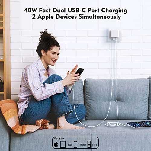 Premium Apple MFi Certified 3-Pack i Phone Charger Set with PD Type C Quick Wall Block and 6 FT Fast Charging USB C to Lightning Cable – Ultimate Speed and Compatibility for i Phone 14/13/12/Pro/Max/11/XR/SE 2022 and i Pads, Perfect for Home or Travel Use