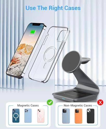 Ultimate 3-in-1 Mag Safe Wireless Charging Station – Premium Aluminum Alloy Charger for i Phone 14/13/12, Apple Watch & Air Pods Pro/3/2 – Fast Charging & Sleek Design with USB-C Cable Included – Ideal for Home, Office, or Travel