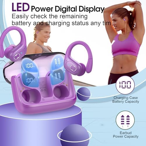 Ultimate Bluetooth 5.4 Wireless Earbuds with 75-Hour Playtime – Ergonomic Deep Bass Sport Headphones with IPX7 Waterproof Rating for Active Lifestyles, Advanced ENC Noise Cancelling Mic for Superior Call Clarity – Ideal for Fitness and Outdoor Activities