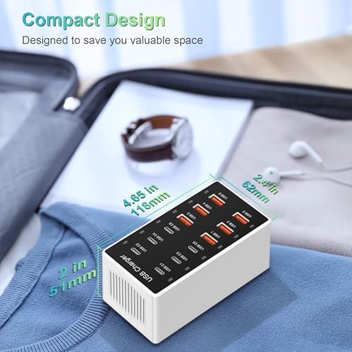 High-Efficiency 12-Port USB Charging Hub – Rapid 60 W Smart Dock for i Phone, i Pad, Galaxy and More – Ultimate Multi-Device Power Station for Home & Office with Advanced Safety Features – Streamline Your Charging Experience