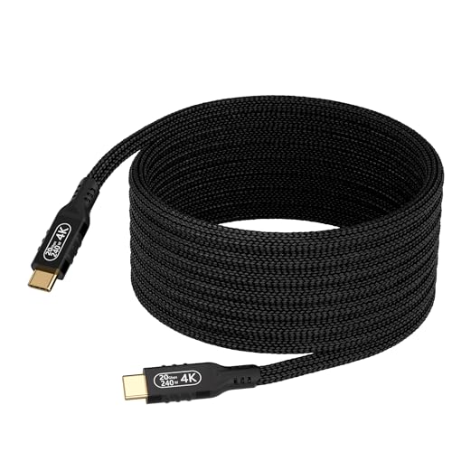 Ultra-Fast USB C Cable 3.2 Gen 2 – 16.5 ft Type C to Type C, 20 Gbps Data Transfer, 100 W PD Fast Charging, 4 K@60 Hz Video Output for Monitors – Versatile Connectivity for Laptops, Smartphones, and More