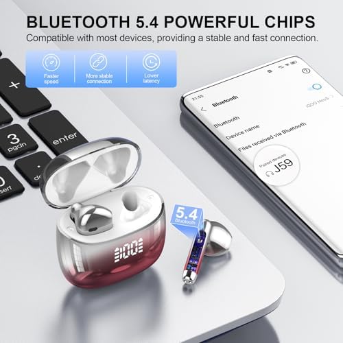 Kicoeon Premium Wireless Earbuds – 48-Hour Uninterrupted Playtime, Advanced IPX7 Waterproof Rating, Next-Gen Bluetooth 5.4 for Seamless Connectivity, Enhanced Call Clarity with Quad Microphone System, Elegant Beige Design Tailored for Active Lifestyles, Fully Compatible with Android & i OS Devices