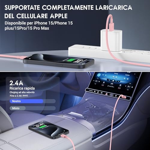 Car Carplay Cable for iPhone 15/16 Car Charger Cable,4Pack USB A to USB C for Carplay USB C Cord,iPhone 16/15/Plus/Pro Max,iPad Pro 12.9/11,Air 5th/4th Gen,Mini 6th Gen/Car Charging Cable 3FT – Enhanced Compatibility and Speed