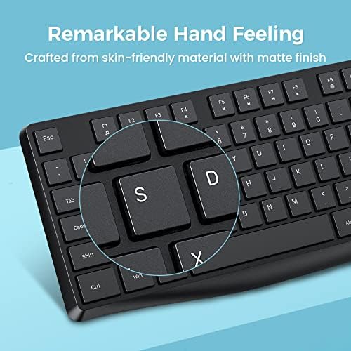 Lovaky Pink White Wireless Keyboard – Ergonomic Full Size Keyboard with Numeric Keypad for Laptops, Desktops, and More – 2.4 G Stable Connection with Enlarged Indicator Lights for Optimal Visibility and Comfort