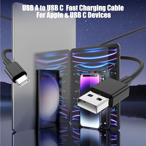 6 FT USB A to USB C Carplay Charging Cable – 3-Pack for i Phone 15/16, i Pad Pro/Air/Mini, Samsung Galaxy S25/S24/S23, and Mac Book – Fast Charging & High-Speed Data Transfer for Enhanced Compatibility on the Go