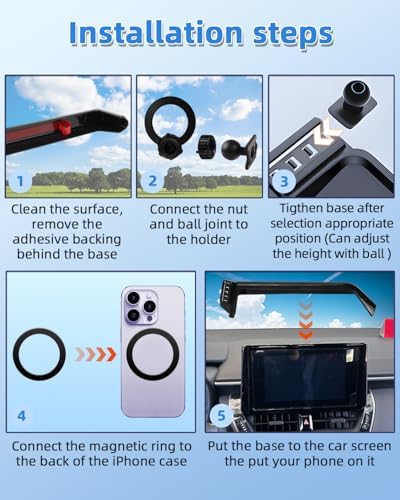 Upgrade Your Toyota Tundra or Sequoia Driving Experience with the 360° Rotating Mag Safe Phone Holder – Premium Dashboard Mount Designed for 2020-2025 Models, Ensures Safety, Accessibility, and Sleek Aesthetics Without Air Vent Obstruction