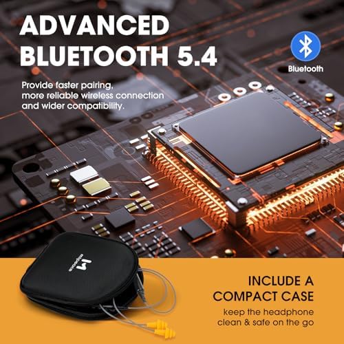 MIPEACE Bluetooth Noise-Canceling Neckband Earplugs – Premium 29 d B Hearing Protection Headphones with 19+ Hour Battery Life and Sweatproof Comfort for Lawn Care & DIY Tasks (Chic Blue) – Effortless Device Pairing & Customized Fit for Extended Use