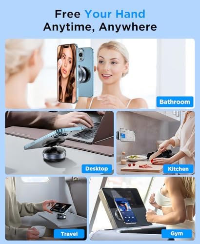 Beeasy for Magsafe Car Phone Holder, Upgraded 360°Adjustable Vacuum Suction [20X N56 Magnets], Phone Mount for Car/Gym/Smooth Surface, Cell Phone Holder for iPhone 16e 16 15 14 13 12 Pro Max, Black – Enhanced Compatibility and Speed
