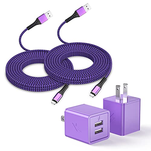 Ultra-Fast i Phone Dual Port Charger Set – 6 FT Lightning Cable & Compact Wall Plug Adapter for i Phone 14, 13, 12, 11 Pro Max, XS, X, 8, 7 Plus, SE & i Pad – Quick Charge Technology for Seamless Power on the Go