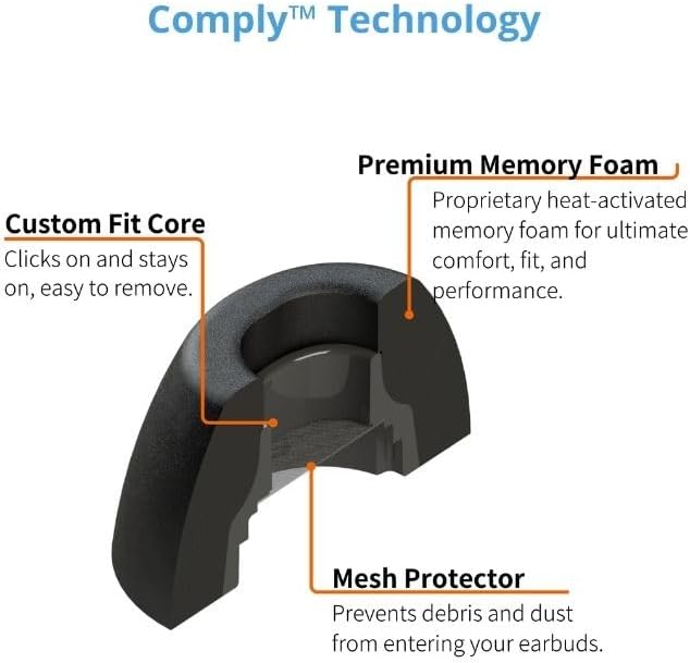 Enhance Your Audio Journey with Comply True Grip Memory Foam Earbud Tips for Samsung Galaxy Buds3 Pro | Ultimate Comfort, Secure Fit, and Superior Noise Isolation | Convenient Removal & Cleaning Tool Included | Available in Black (S/M/L) – Ideal for Audiophiles and Active Lifestyles