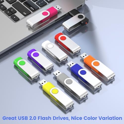 ABLAZE 20-Pack Portable 2 GB USB Flash Drives with Lanyards – Reliable USB 2.0 Thumb Drives for Effortless Data Storage and Transfer – Ideal for Students, Professionals, and Promotional Use – Compact Swivel Design for Enhanced Portability and Compatibility