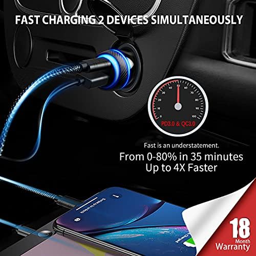 Ultra-Fast 45 W Type C Car Charger with Dual Port PD/PPS & QC Technology – Quick Charge Adapter for Samsung Galaxy S25/S24/S23, i Phone 16/15 Pro Max, and Pixel 9 – Includes 4 FT Type C Cable for Maximum Versatility and Safety on the Road