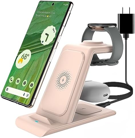 Ultra-Fast 3-in-1 Wireless Charging Hub for Google Pixel Watch 1, Pixel 9 Series, and Pixel Buds Pro – Elegant, Multi-Device Power Solution for Home and Office with Enhanced Safety Features and Sleek Design