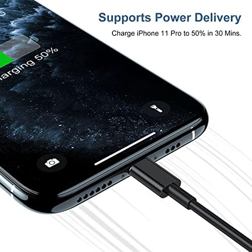 Premium 2 Pack USB C to Lightning Cable – 6 ft Apple MFi Certified Fast Charging Cord for i Phone 13/12/11 Pro/Max, Durable Power Delivery Charging Solution in Sleek Black – Unmatched Speed and Compatibility for On-the-Go Users