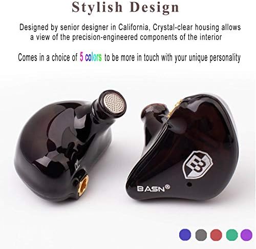 BASN Professional In-Ear Monitor Headphones with Detachable MMCX Earbuds – Dual Dynamic Drivers for Musicians | Noise-Isolating Audio Experience in Stylish Blue | Versatile Compatibility for Studio and Stage Use