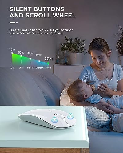 Sleek Purple Wireless Bluetooth Mouse – Effortless Dual Connectivity, 1600 DPI Precision, Whisper-Quiet Clicks, Long Battery Life for Enhanced Productivity and Versatile Device Compatibility