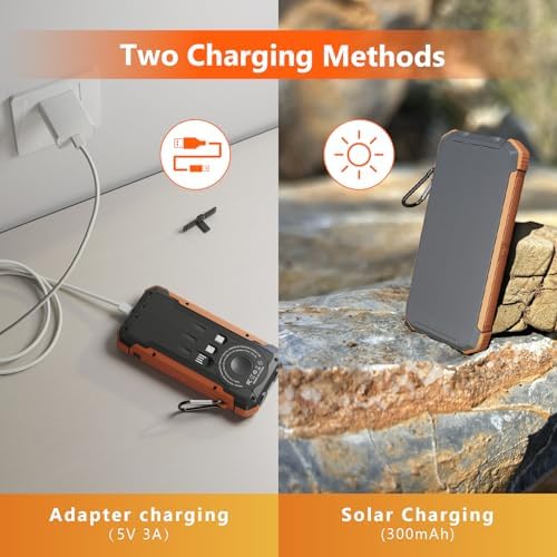 ERRBBIC 20000 m Ah Solar Power Bank – Ultimate Portable Wireless Charger with 15 W Fast Charge, Dual USB-C Outputs, and Emergency LED Flashlight – Perfect for Outdoor Adventures and Everyday Convenience