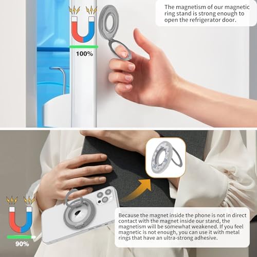 OPSO Magnetic Phone Ring Holder for Mag Safe – 360-Degree Rotating Silicone Finger Grip with Adjustable Kickstand Compatible with i Phone 16/15/14/13/12/Pro/Max & Samsung – Ultimate Hands-Free Essential for Enhanced Device Usability and Stylish Stability