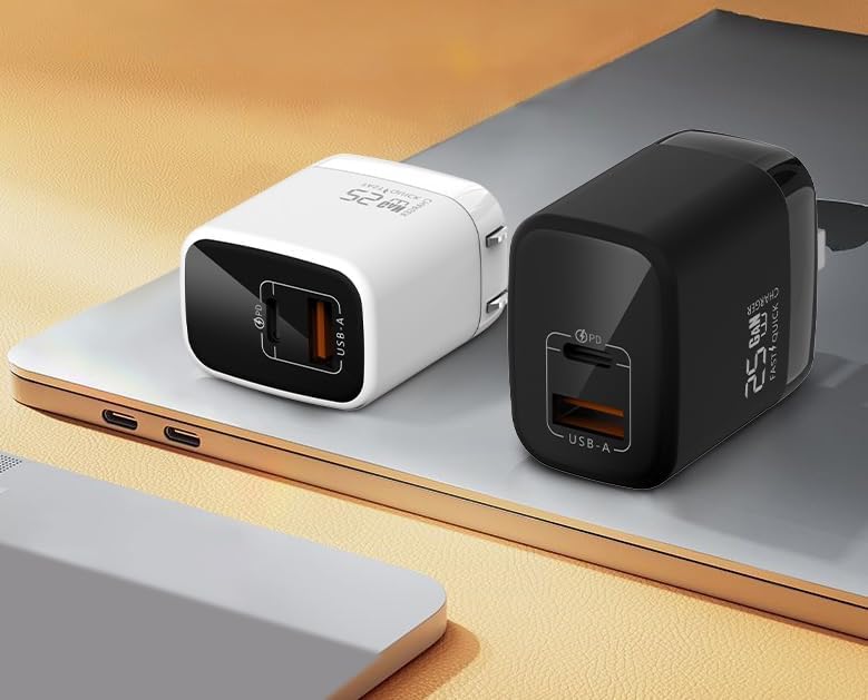 67 W Ga N Dual USB-C & USB-A Charger – Ultra-Compact Power Adapter for Fast Multi-Device Charging – Ideal Travel Companion for Laptops, Smartphones, and Tablets – Sleek White Design for Maximum Compatibility and Efficiency