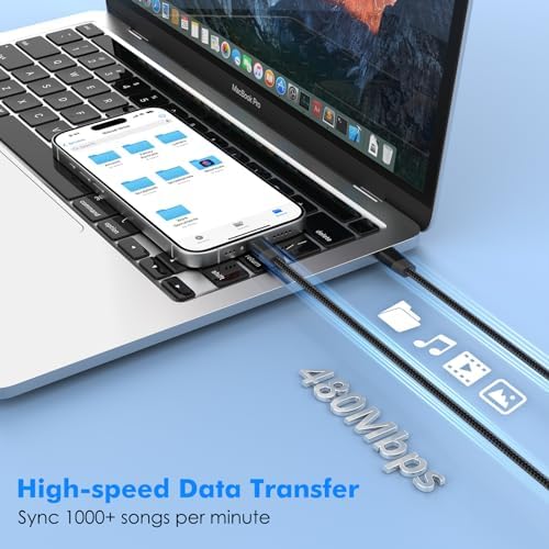 High-Speed Mo Ko 240 W USB C to USB C Charging Cable – 3.3 ft Nylon Braided, Fast Power Delivery for i Phone 15/16, Mac Book Pro 2020, Galaxy S24 – Durable, Tangle-Free, Elegant Tech Solution for Ultimate Device Connectivity
