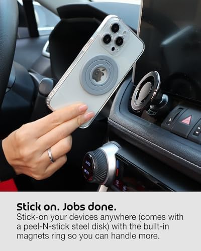Sleek Gray Magnetic Phone Grip Holder – Ultra Adhesive Finger Ring for One-Handed Control & Wireless Charging – Effortless Attachment & Ergonomic Design for Enhanced Mobile Usability and Freedom of Movement