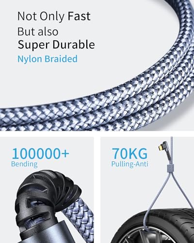 MRGLAS 3.2 A USB-C Charger Cable Pack – Versatile 4-Pack with Right Angle Design (10 FT, 6.6 FT, 3.3 FT, 1.6 FT) for Fast Charging i Phone 16/15, Samsung S10/S9, LG Smartphones – Durable Braided USB A to Type C Cords for Enhanced Performance and Compatibility