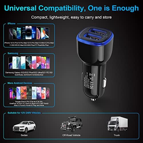 6 Pack High-Speed Dual Port USB Lighter Plug Adapter for Cars – Universal 12 V USB Charger Compatible with i Phone 15 to 6, i Pad and Samsung Galaxy S Series – Rapid Charge Your Devices on the Go with Safety Features and Compact Design