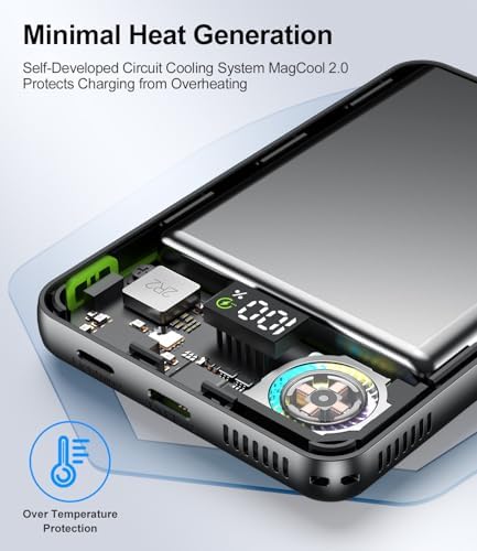 Revolutionary Magnetic Power Bank 10000 m Ah with Active Cooling Fan – Foldable Wireless Charger for i Phone 16/15/14/13/12 Pro/Pro Max/Plus/Mini – High-Speed Charging Solution for Ultimate Portability and Performance
