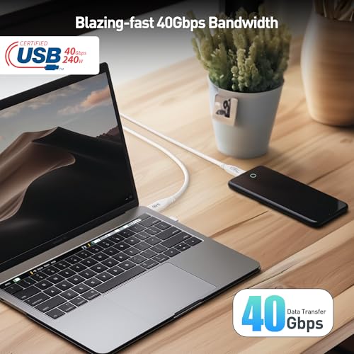 Unleash High-Speed Performance with Cable Matters 40 Gbps USB 4 Cable – Exceptional 8 K@60 Hz & 4 K@240 Hz Video Support, 240 W Fast Charging, Compact 3.3 ft Length, USB-IF Certified for Ultimate Thunderbolt 4 Compatibility and Seamless Data Transfer