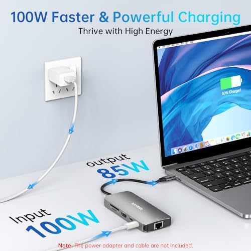 Transform Your Mac Book Workflow with Our 9-in-1 USB C Adapter: A High-Performance Connectivity Hub Featuring 3 USB Ports, HDMI Output, RJ45 Ethernet, 100 W Power Delivery, and SD/TF Card Reader – Ideal for Professionals and Students Seeking Seamless Data Transfer and Versatile Connectivity