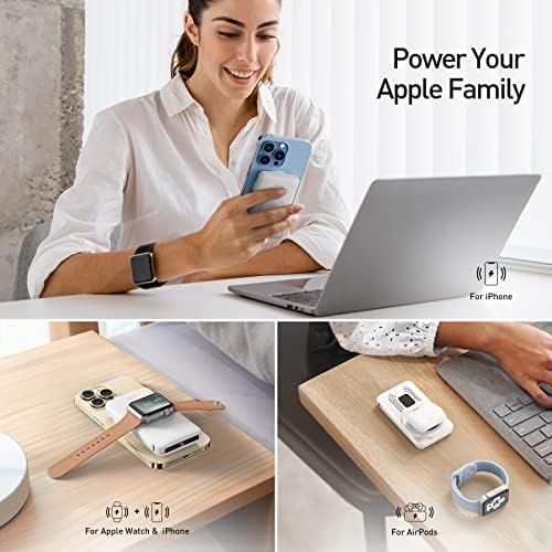 i WALK MAG-X Magnetic Wireless Power Bank with Integrated Apple Watch Charger – 10000 m Ah PD Fast Charging Solution for i Phone 16/15/14/13/12 Series and Apple Watch Ultra/8/7/6/5/4 – Ultimate Portability and Efficiency for On-the-Go Charging