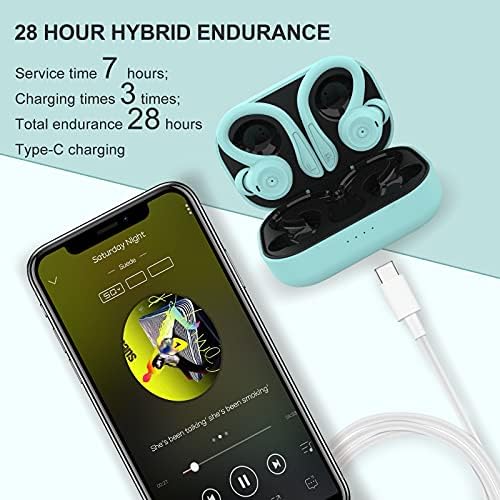 Ultimate Green Wireless Earbuds with Earhooks – Bluetooth 5.1 Noise Cancelling Sports Headphones, Waterproof Design for Secure Fit During Workouts, Compact Earphones for Enhanced Sound Quality and Durability