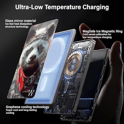LUCKYDUO Ultra-Slim 0.26” Magnetic Wireless Power Bank – 5000 m Ah Fast Charging Battery Pack for i Phone 12/13/14/15/16 – Lightweight, Portable & Stylish Black Design for On-the-Go Charging – Seamless Magnetic Attachment & PD 20 W USB-C Compatibility – Your Essential Travel Companion for Effortless Power