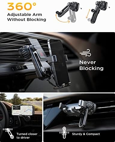 AINOPE 2024 Gravity Car Phone Holder Mount – Secure & Stylish Air Vent Accessory for i Phone 16 Pro Max, 15, 14, 13 – Effortless One-Handed Operation with Adjustable Clips – Enhanced Safety & Compatibility for Modern Drivers