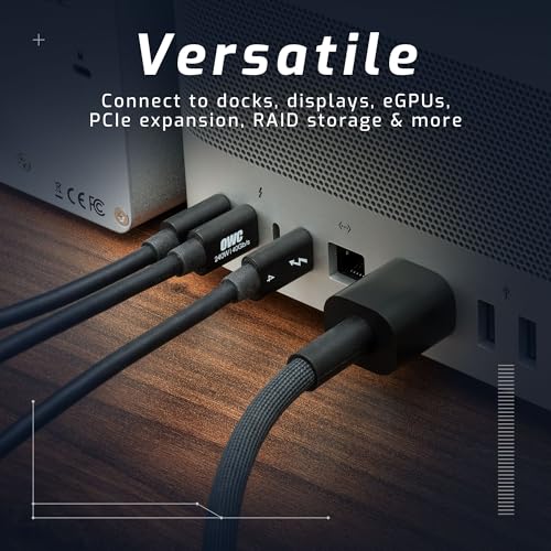 OWC Thunderbolt 4 Cable – 2.0 Meter (6.56 ft.) – Ultra-Fast 40 Gb/s Data Transfer & 100 W Power Delivery – Thunderbolt Certified, Compatible with Thunderbolt 4, 3, USB-C & USB4 Devices – Sleek Black Design for Enhanced Connectivity & Reliability