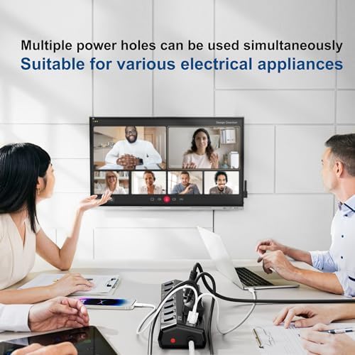 Ultimate Wall-Mounted Power Strip with USB Ports: 5 FT Extension Cord Featuring 6 Individually Switchable Outlets, 4 USB Charging Ports (1 USB-C PD 20 W & 3 USB-A QC 20 W), 70 W Total Capacity, Overload Protection for Enhanced Safety and Versatility