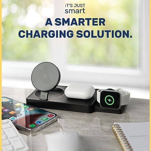 Revolutionary 3-in-1 Foldable Magnetic Wireless Charging Station – Fast Charging Travel Hub for i Phone 15/14/13/12/11 Pro Max, Apple Watch Series 8/7/6/5, Air Pods, Samsung Galaxy S24 & Android Devices – Ultimate Portability & Enhanced Speed for Modern Lifestyles