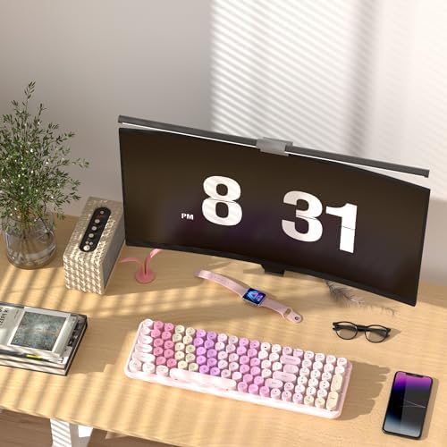 Multitask in Style: Rainbow Pink Wireless Dual Mode Keyboard with Retro Round Keycaps – Connect 3 Devices Effortlessly for Enhanced Productivity and Comfort