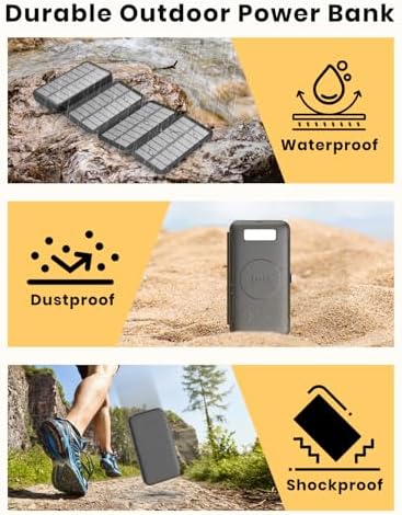 Ultimate FEELLE Solar Power Bank – 27,000 m Ah High-Capacity Wireless Charger with 4 Efficient Solar Panels, 22.5 W Fast Charging, Dual USB-C Ports, Ideal for Outdoor Adventures and All Smartphones – Stay Connected Anywhere