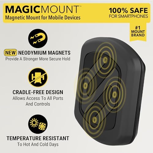 Scosche MXDM Ultra-Strong Magnetic Car Phone Holder – Secure Dashboard Mount for i Phone, Samsung & All Smartphones – Effortless Hands-Free Navigation & Enhanced Driving Safety with Durable Metal Plate