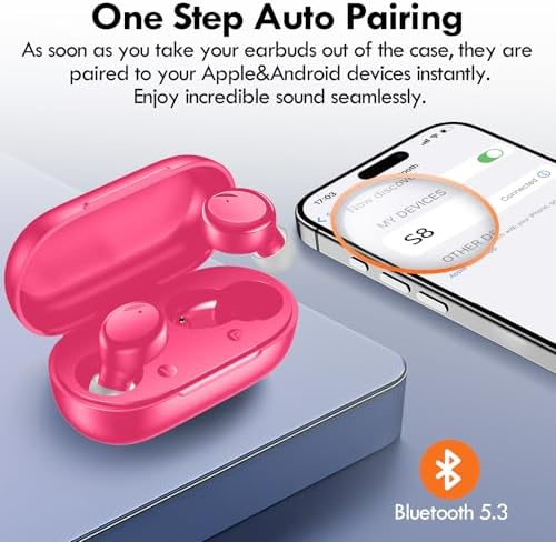 Lanteso Bluetooth 5.3 True Wireless Earbuds – Lightweight Sports Headphones with 48-Hour Playtime, Deep Bass Sound, Built-In Mic for Hands-Free Calls, Stylish Purple Finish for Active Lifestyles – Exceptional Comfort and Immersive Audio Quality