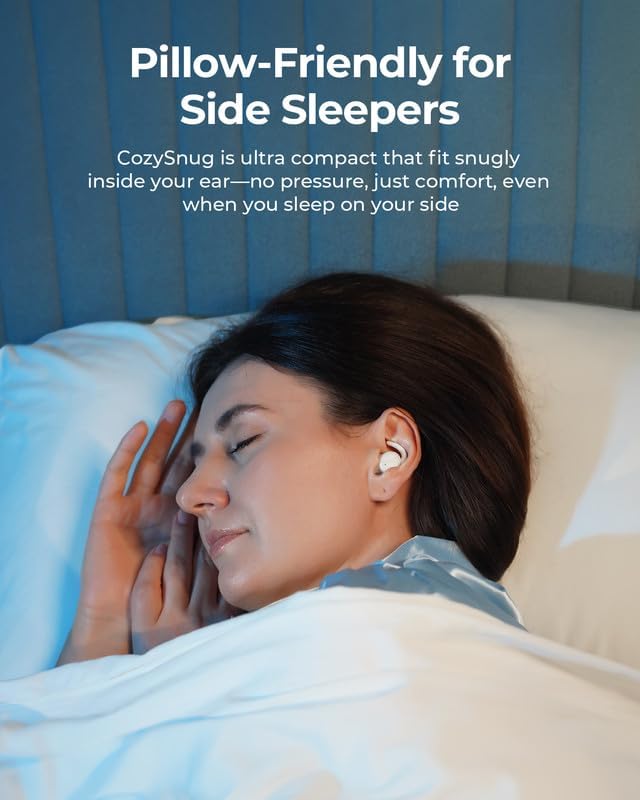 Lytmi Cozy Snug C1 Sleep Earbuds – Premium Bluetooth 5.3 Noise-Canceling Headphones Designed for Side Sleepers, Customizable Fit with Three Ear Tip Sizes, 21-Hour Playtime, App-Controlled for Tailored Relaxation, Ultra-Compact Design for Uninterrupted Sleep Bliss