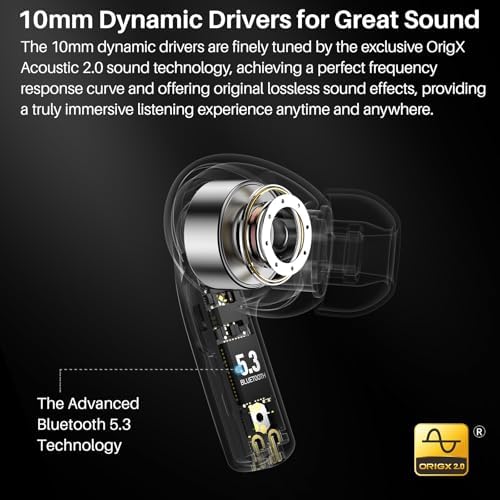 TOZO T20 Wireless Earbuds – Ultimate 48.5 Hour Playtime, IPX8 Waterproof Design for All-Weather Use, Dual Microphone Noise Cancellation for Clear Calls, 10 mm Speakers Delivering Rich Audio, Advanced 2025 Bluetooth Connectivity with Real-Time LED Battery Display