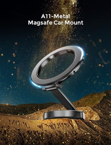 Mag Safe Car Phone Mount with 360° Rotational Magnetic Grip – Secure Hands-Free Holder for i Phone 15, 14, 13, 12 Pro Max, Plus, Mini – Sleek Black Design for Effortless Navigation and Enhanced Safety in Your Vehicle