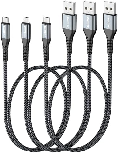 Ultra-Durable 10 FT Micro USB Cable 3-Pack – Fast 18 W Charging & Data Sync for Samsung Galaxy, Android Devices & PS4 – Premium Nylon Braided for Enhanced Flexibility & Strength – Perfect for Home & Office Use