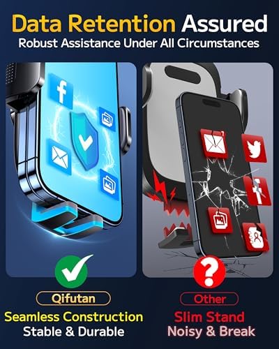 Qifutan Universal Car Phone Holder – Secure Dashboard Mount for All Smartphone Models with 360-Degree Rotation and Strong Adhesive Base – Enhance Driving Safety and Hands-Free Convenience